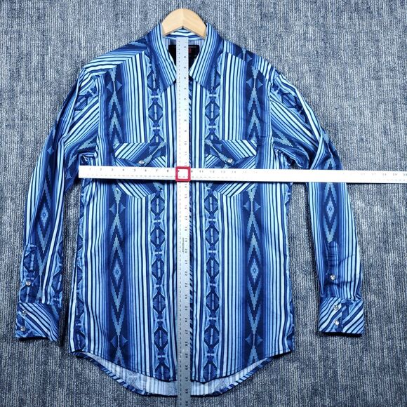 Rock & Roll Denim Pearl Snap Men’s M Aztec Western Southwest Rodeo Cowboy - Picture 6 of 14